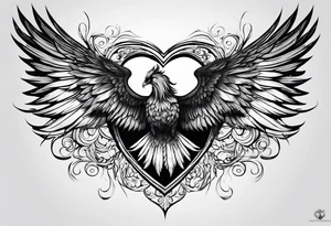 phoenix wings in a heart tattoo idea