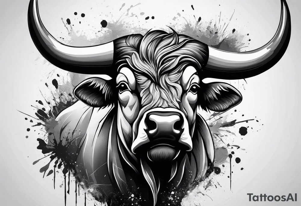 Large bull with horns busting through crowd tattoo idea Large bull with horns busting through crowd tattoo idea
