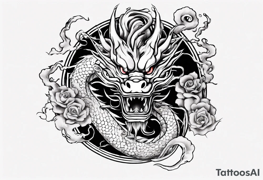Number 24 with a Chinese dragon around it tattoo idea