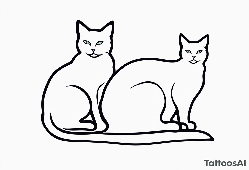 Two cat silhouettes, just outline tattoo idea