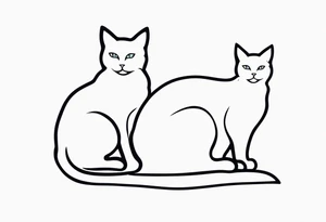 Two cat silhouettes, just outline tattoo idea