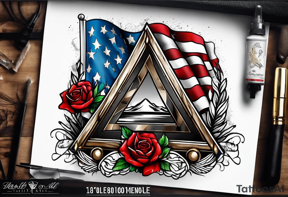 Triangle flag memorial flag box tattoo idea