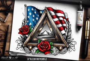 Triangle flag memorial flag box tattoo idea