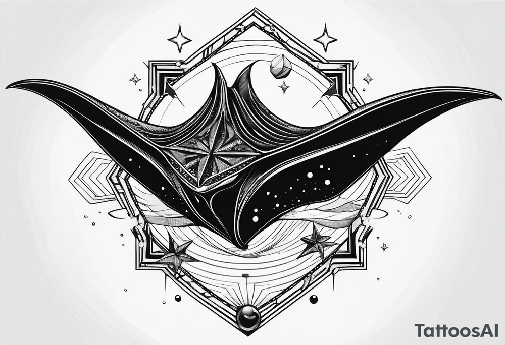Manta ray with a nautical star inside tattoo idea