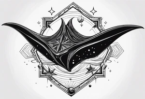 Manta ray with a nautical star inside tattoo idea