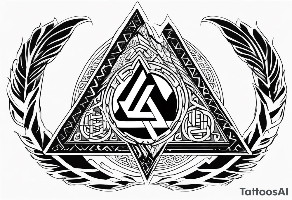 Valhalla fire runes lightning
Sword shield valknut tattoo idea