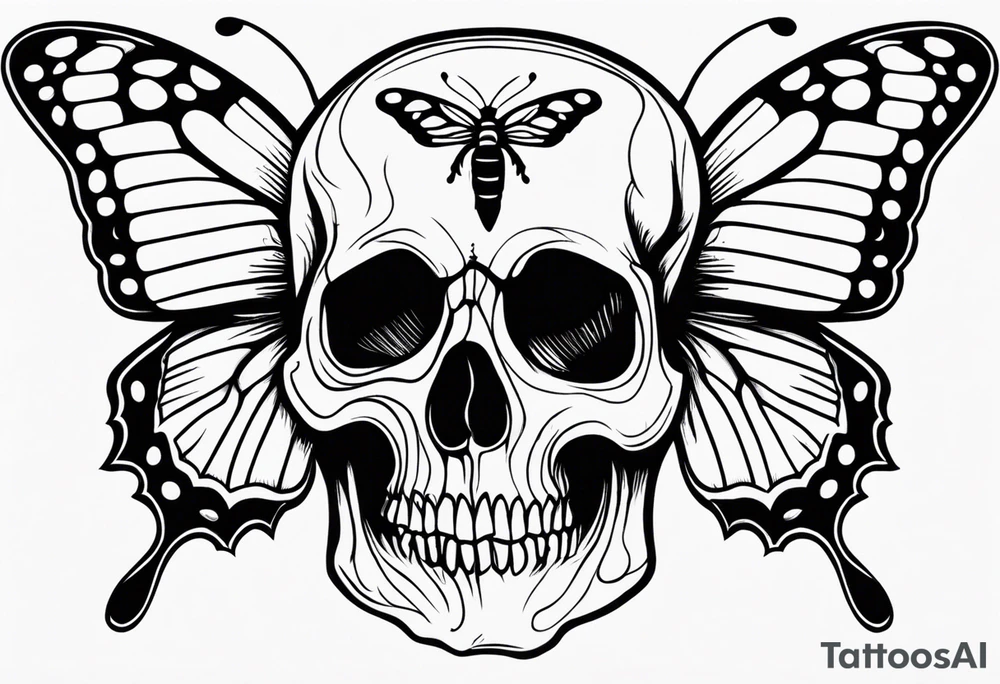 Skull with butterfly tattoo idea