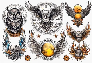 Mond und Sonne Eule 
 Berlin tattoo idea