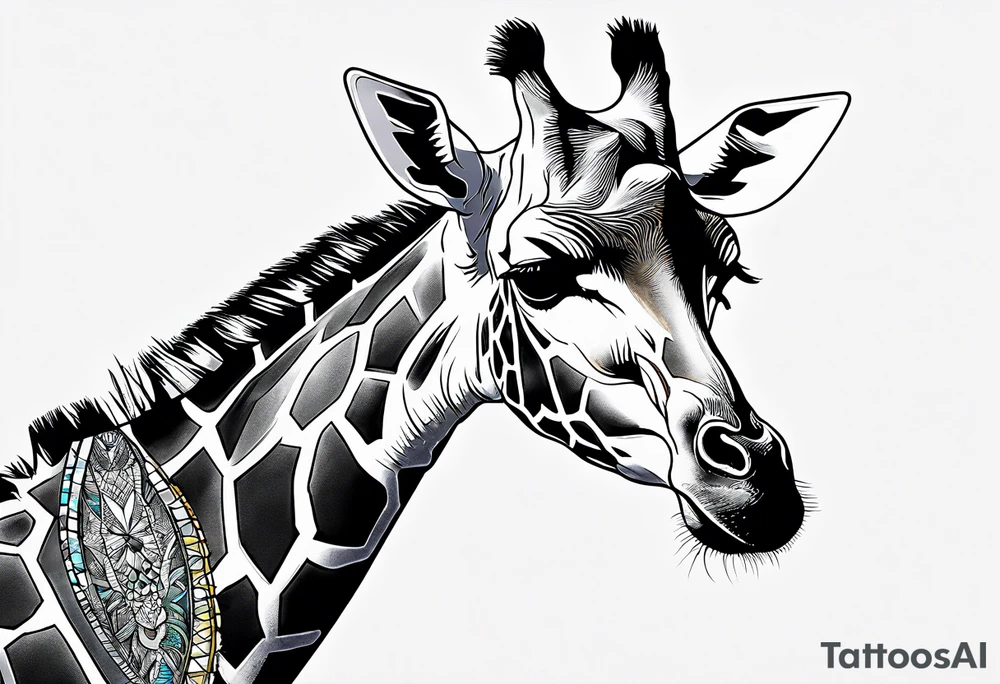 a psychedelic giraffe tattoo idea