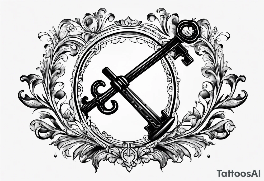 Simple vintage key for him, incorporate the letter a tattoo idea