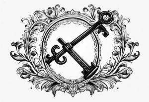 Simple vintage key for him, incorporate the letter a tattoo idea
