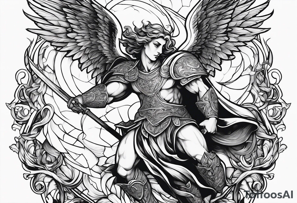 Angel fighting demon tattoo idea