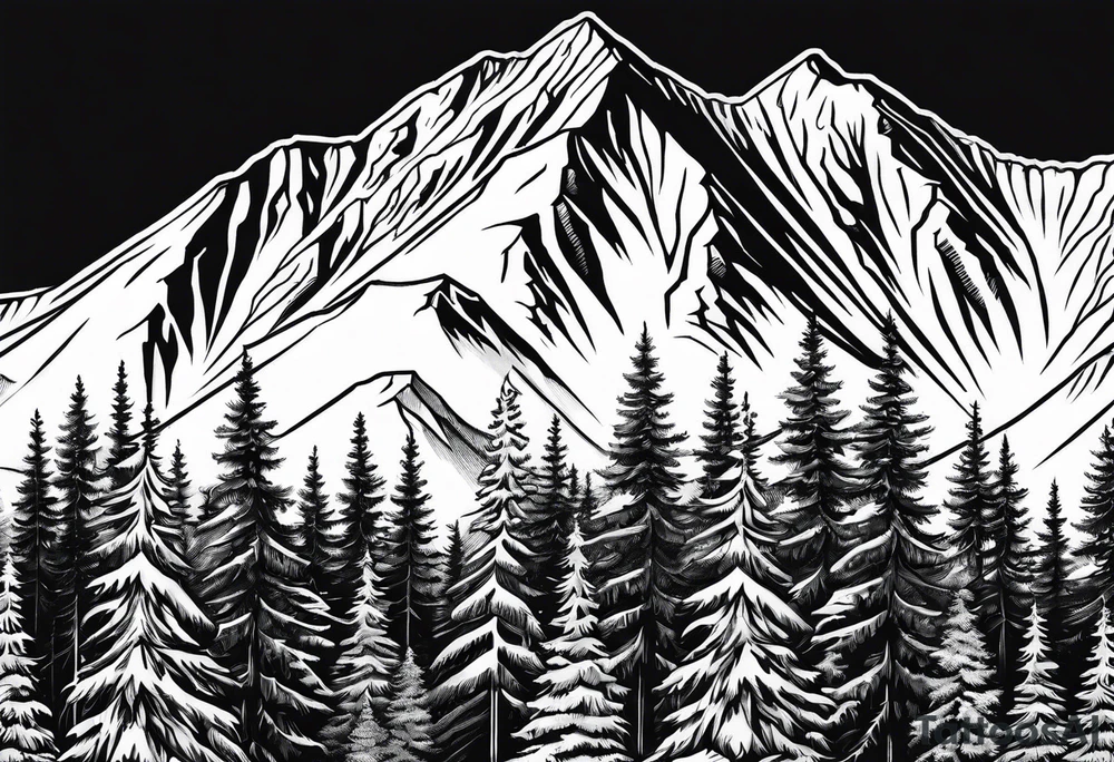 Ski powder mountain tattoo idea