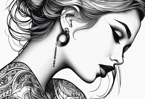 Thin lines of a women side faces not realistic tattoo idea
