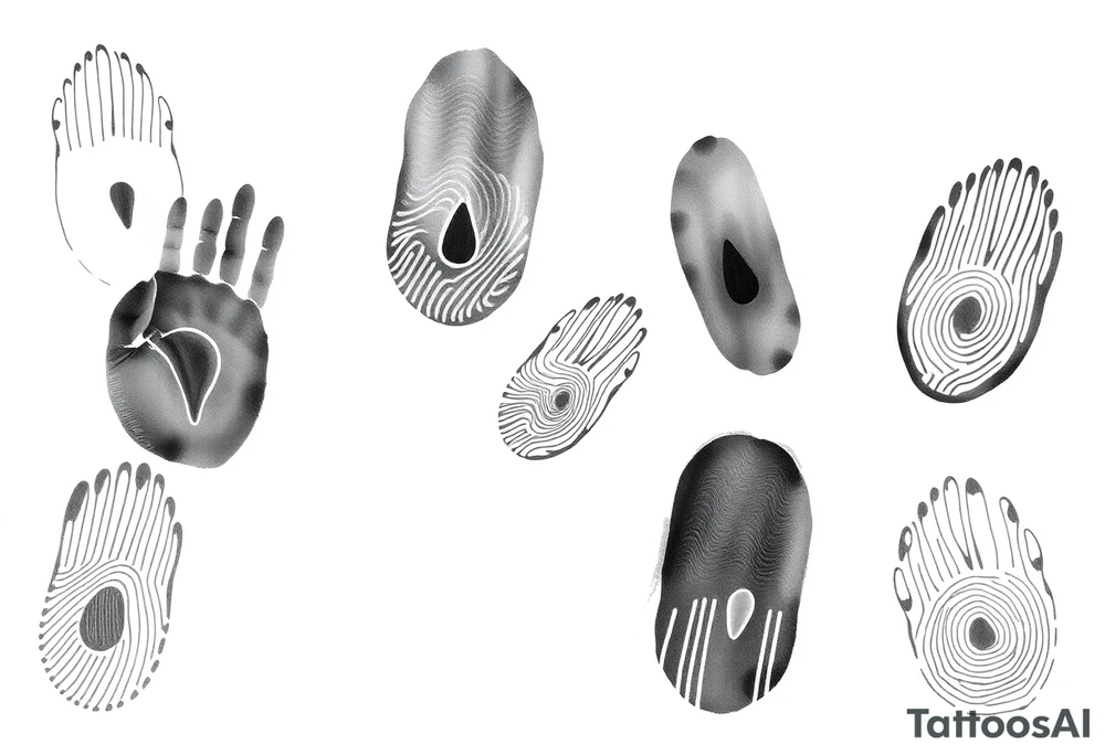 A set of black and white fingerprints tattoo idea
