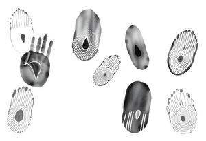 A set of black and white fingerprints tattoo idea