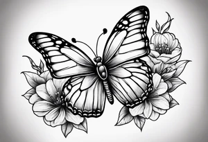 Butterfly on a string of flowers tattoo idea
