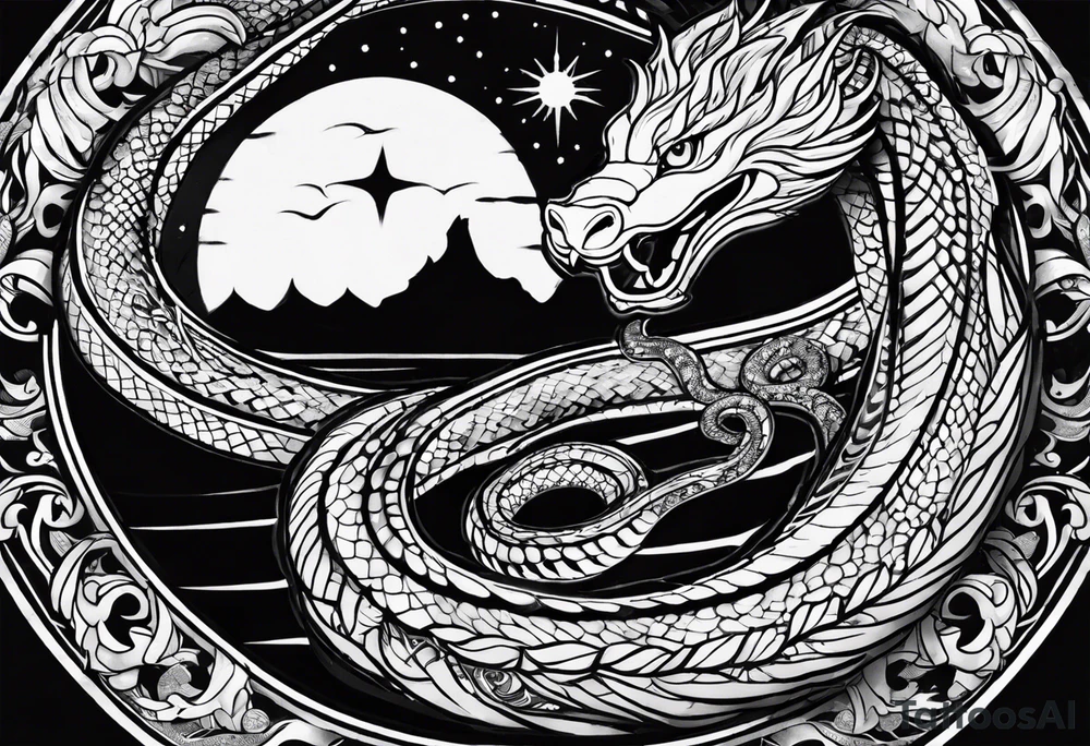 A serpent with sunlight and the phrase Si vis pacem para bellum tattoo idea