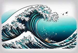 wave;  
"come what may"; outside forearm not an oval tattoo idea