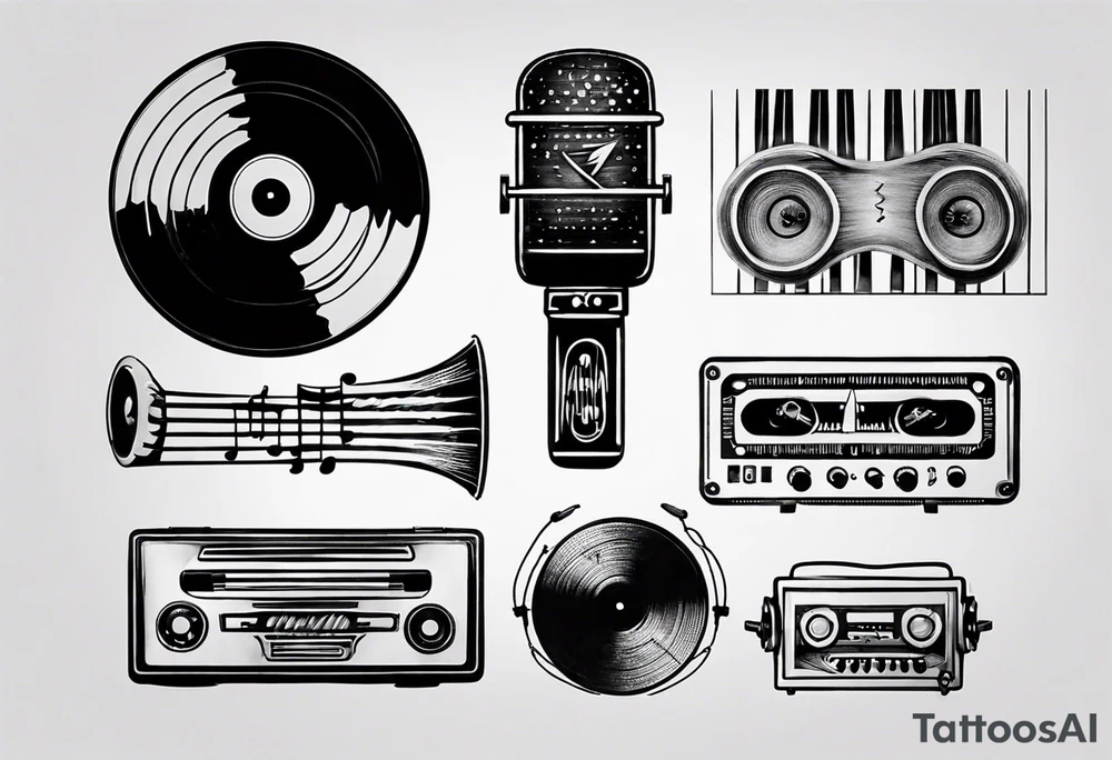 sound music vinyl tattoo idea
