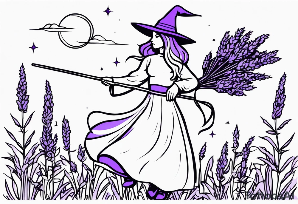 Lavender, witch, broom, tattoo idea