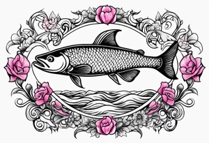 A pink infinity sign with a musky fish tattoo idea