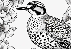 Pacific golden plover with Hawaiian flowers tattoo idea