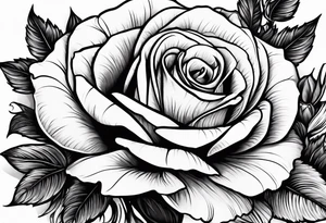 A black and white red-tailed rose with a lot of shading tattoo idea