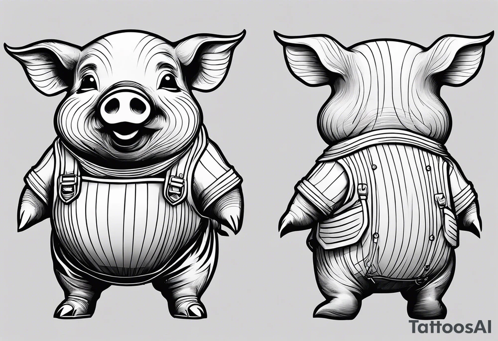 very cute chubby happy piglet.
outline only.
black and white only.
only show the piglet. no extra lines or decoration.
no black shading.
dont make the ears too big.
draw very thin lines tattoo idea
