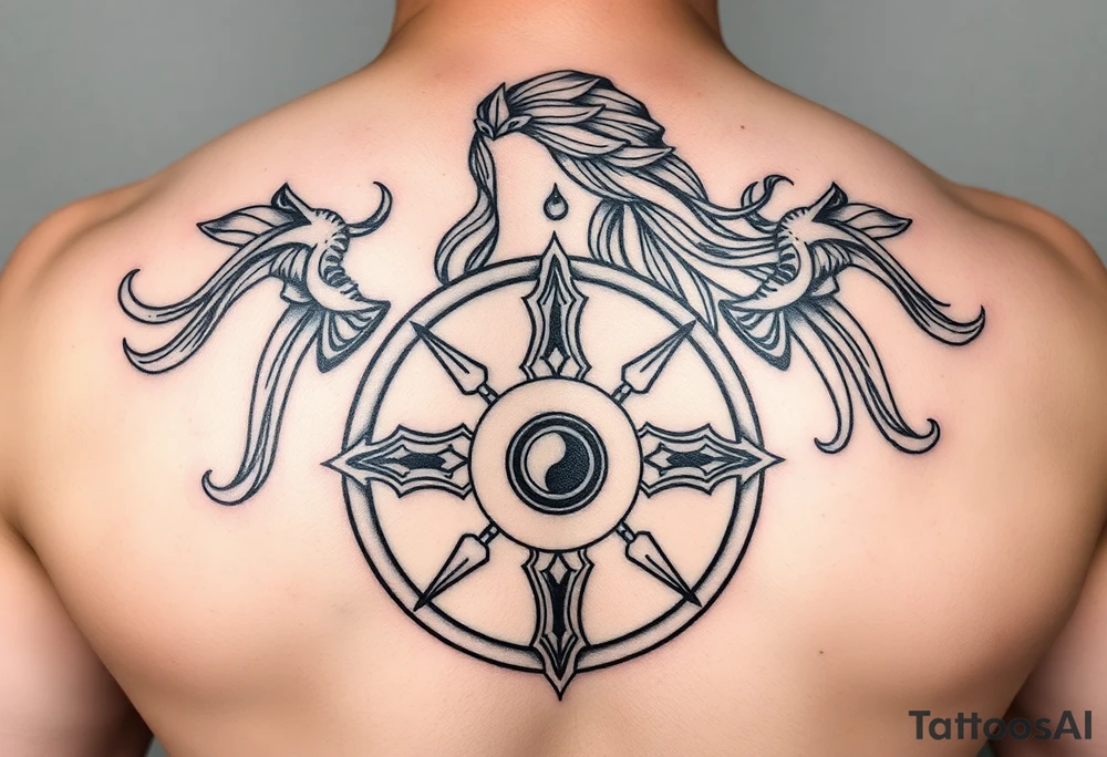 Viking Shield maiden, black work, intricate lines, realistic, complex tattoo idea Viking Shield maiden, black work, intricate lines, realistic, complex tattoo idea