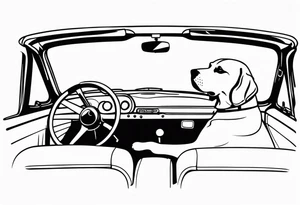 a beagle on top of a car steering wheel tattoo idea