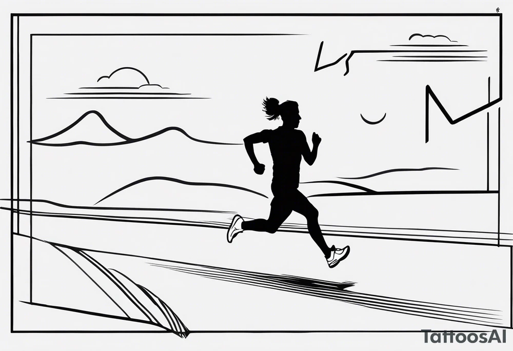 Create a running tattoo with the distances of 5k, 10k, 13.1, 26.2 tattoo idea