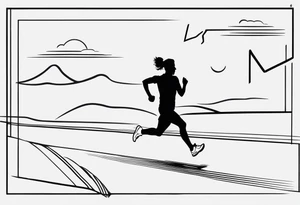 Create a running tattoo with the distances of 5k, 10k, 13.1, 26.2 tattoo idea