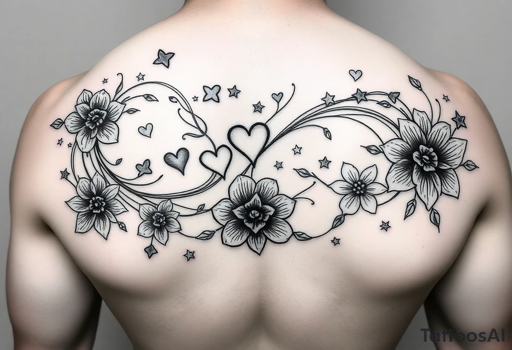 I want swirling lines like wind with hearts and stars an flowers with makeup tattoo idea