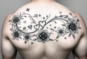 I want swirling lines like wind with hearts and stars an flowers with makeup tattoo idea