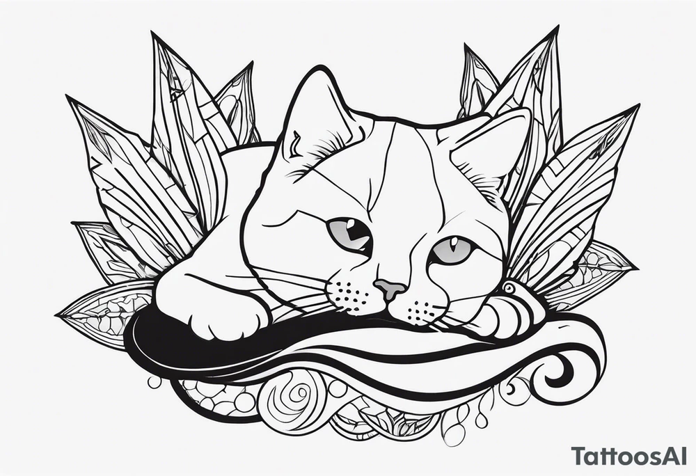 Силуэт черной кошки с крыльями бабочки tattoo idea