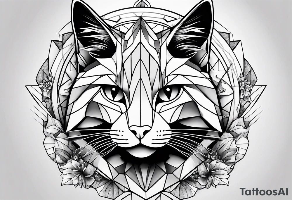 geometric half sleeve tatoo, space, nature, cat, cigarretes tattoo idea