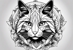 geometric half sleeve tatoo, space, nature, cat, cigarretes tattoo idea
