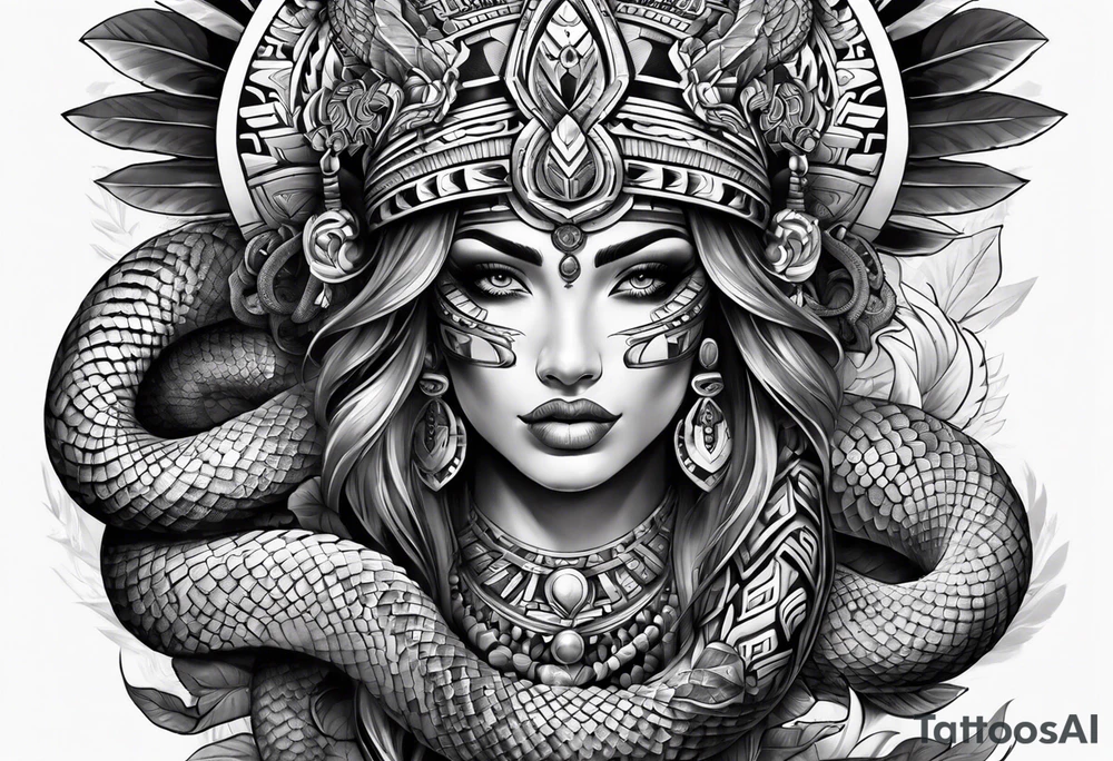 aztec snake sleeve tattoo idea