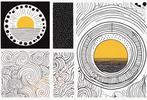 scandi looking sunshine made of dots tattoo idea