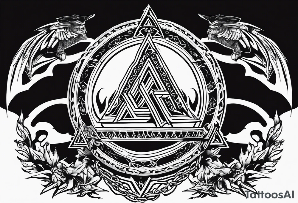 Valhalla shield sword valknut fire chains valknut tattoo idea Valhalla shield sword valknut fire chains valknut tattoo idea