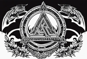 Valhalla shield sword valknut fire chains valknut tattoo idea