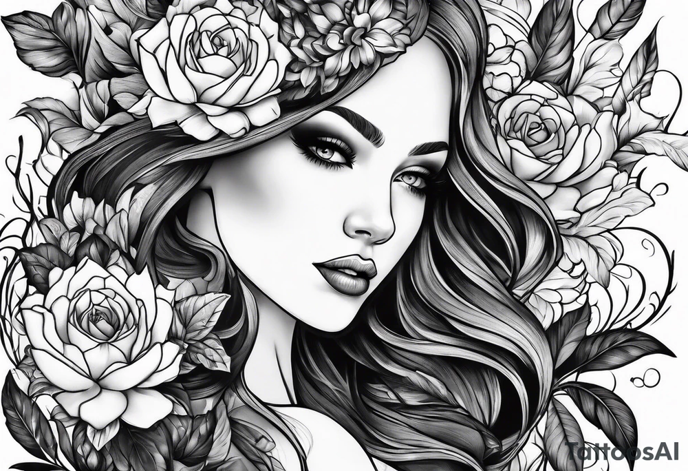 Dark feminine garden tattoo idea