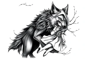 Big bad wolf chasing little red riding hood tattoo idea