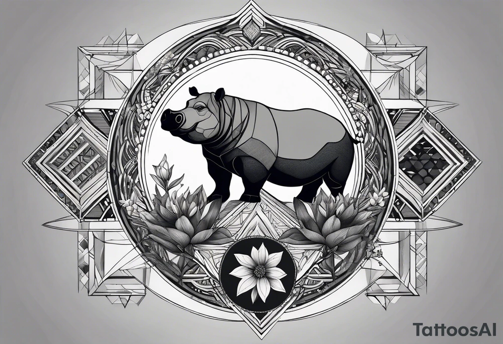 Very asymmetrical, +geometric pattern, with realistic full moon, with hippo,+tribal, +geometric, +inkart , +blackwork, +grey scale, + sketch
with wintersweet flower bud, +inkart touch, +for men, detailed , combined favourite , tattoo idea