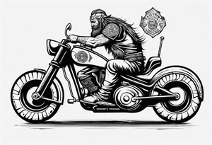 A viking on a motorcycle drinking a beer tattoo idea