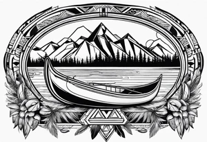 Canoe and Native American symbols tattoo idea