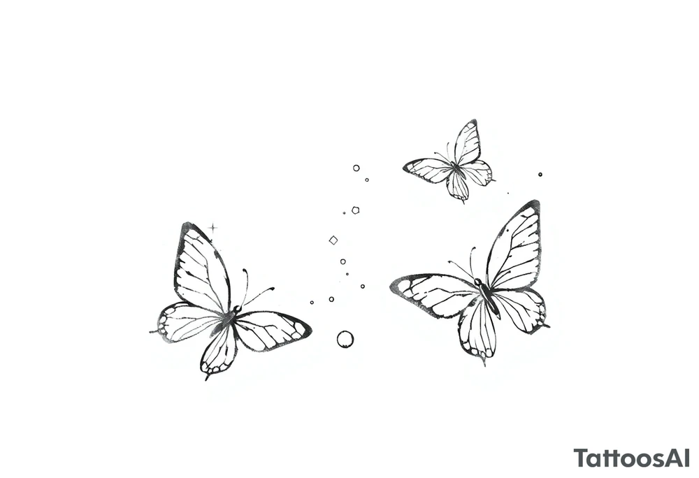 Simple butterflies with sparkles and some bubbles tattoo idea Simple butterflies with sparkles and some bubbles tattoo idea