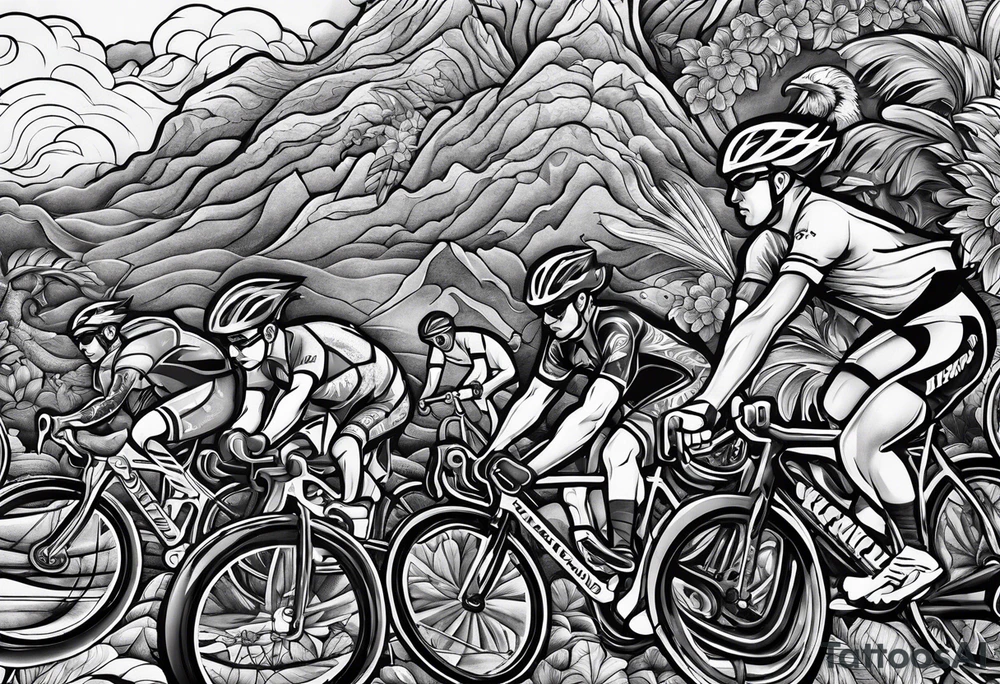 Bicycle race peloton Hawaii tattoo idea