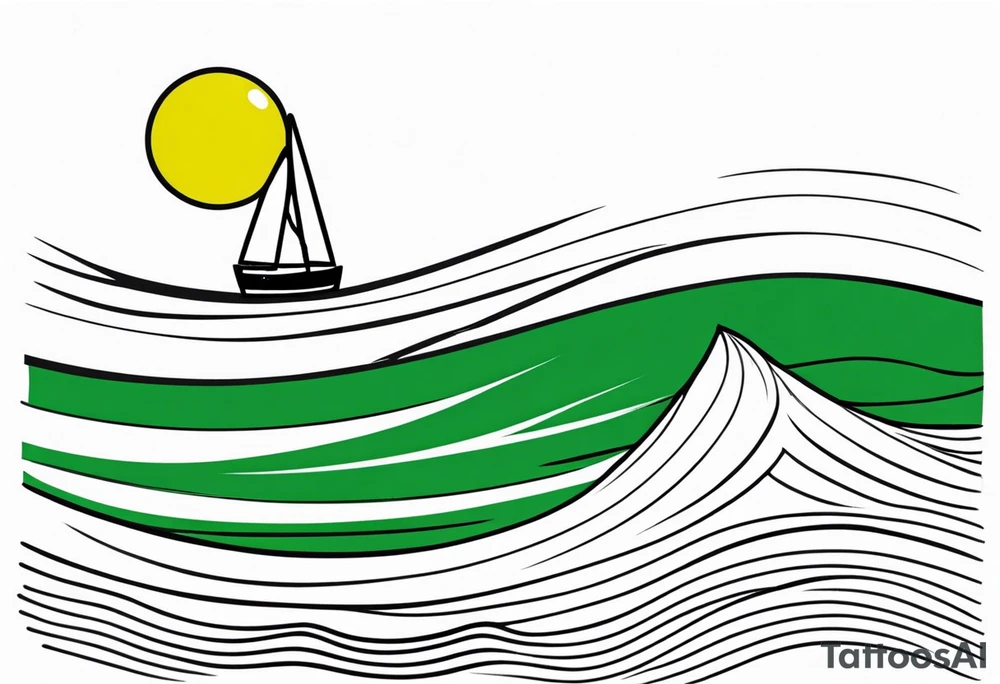 A lemon-Buoy with a green leaf-flag bobs on choppy waves tattoo idea